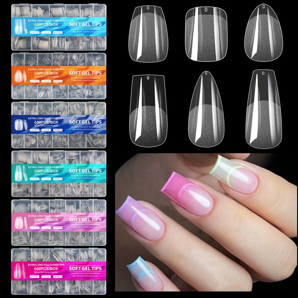 600Pcs Soft Gel με πλήρες κάλυμμα για νύχια