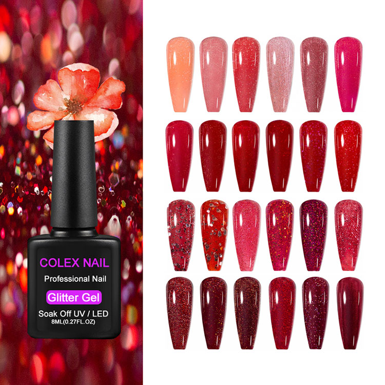 8ml κόκκινο Glitter Gel Polish δώρο