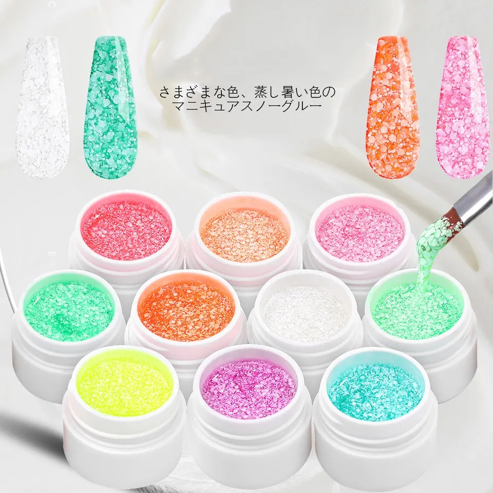 Νιφάδες νιφάδες Πέτσες Glitter Snow Nail Gels