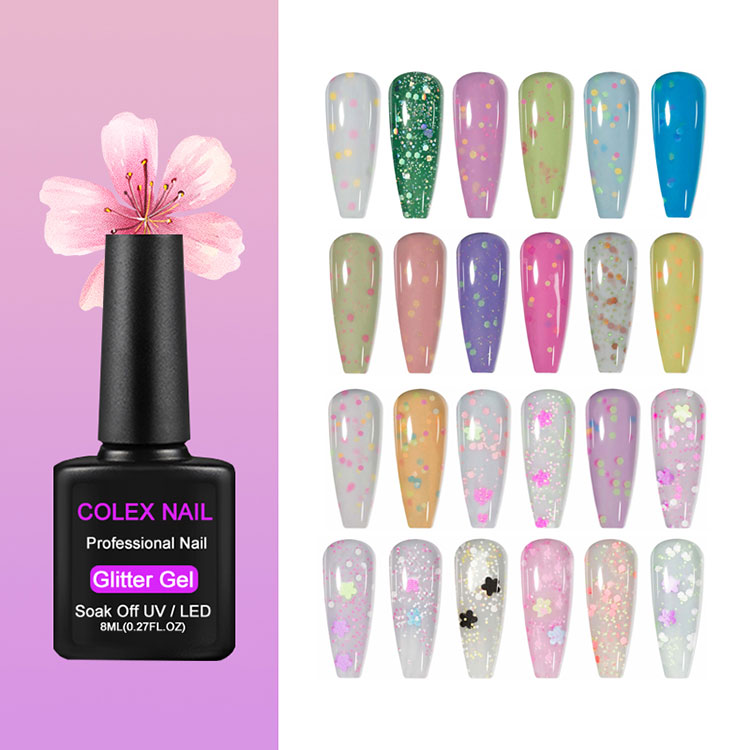 Άνοιξη καλοκαιρινών νυχιών Glitter Gel Polish